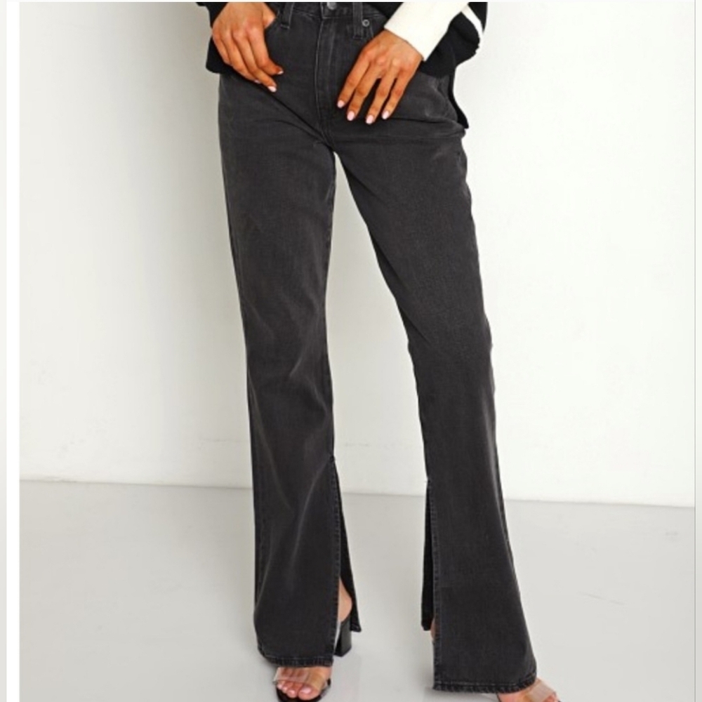 Pistola Alexa Black Flared Women's Jeans With Inside Split Hem Sz 29 - Picture 2 of 14